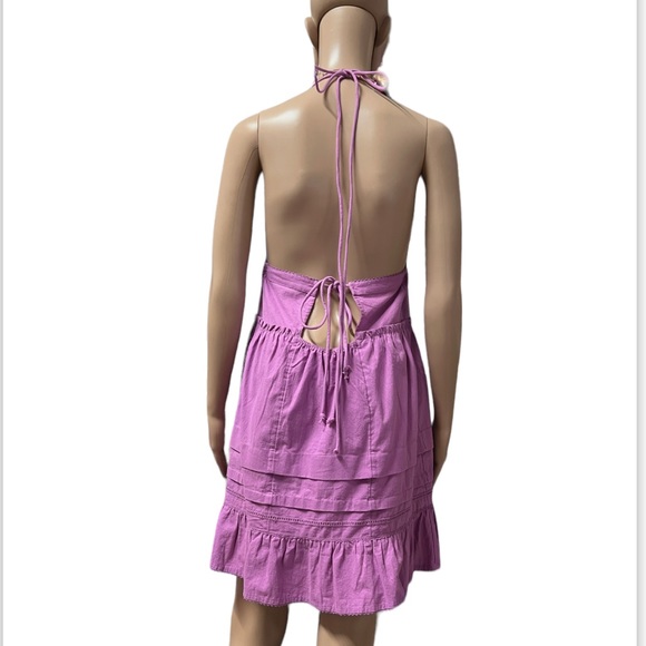 NWT Free People Desert Day Mini Dress Tiered Halter Buttondown Lace-Trim - Picture 11 of 16